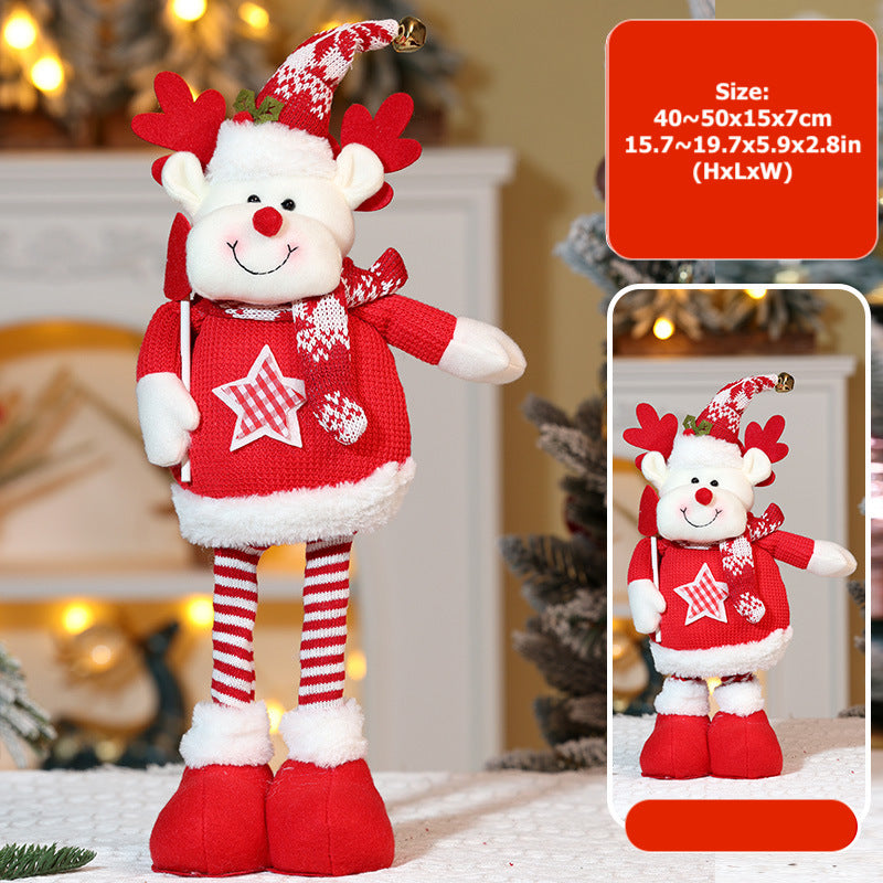 Christmas Cartoon Telescope Doll Knitted Santa Heart Snowman Ornaments Deer Decorations Xmas Gift Window Home Decor