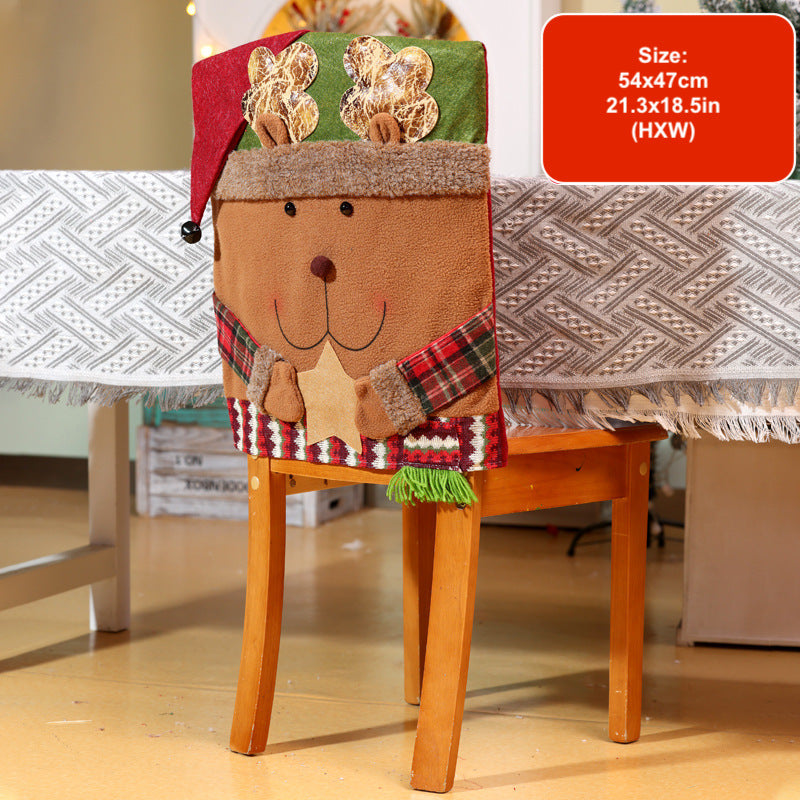 Christmas Chair Covers Decorations Hotel Dinning Room Home Decor Santa Snowman Ornaments