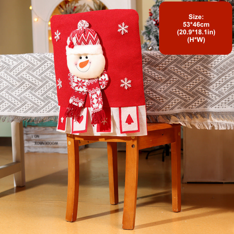 Cartoon Knitted Chair Covers Christmas Decorations Dinning Room Ornaments Holiday Home Decor