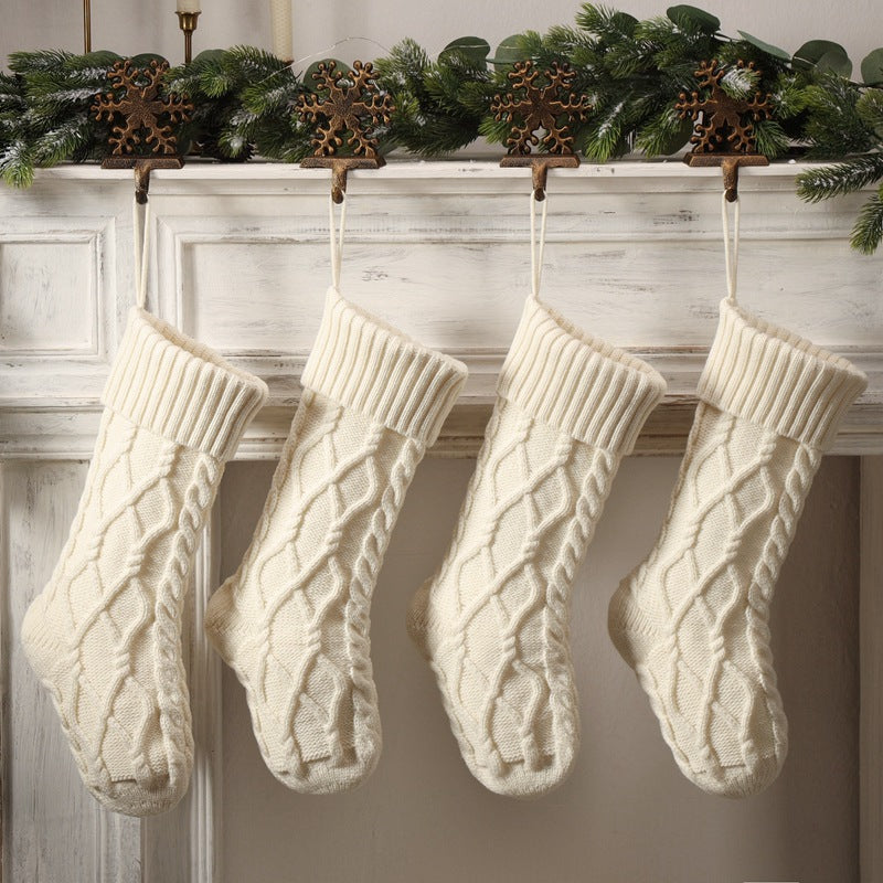 Christmas Decorations Knitted Twist Stocking Double Diamond Large  Gift Bag Xmas Tree  Hanging Home Fireplace Ornament 18"
