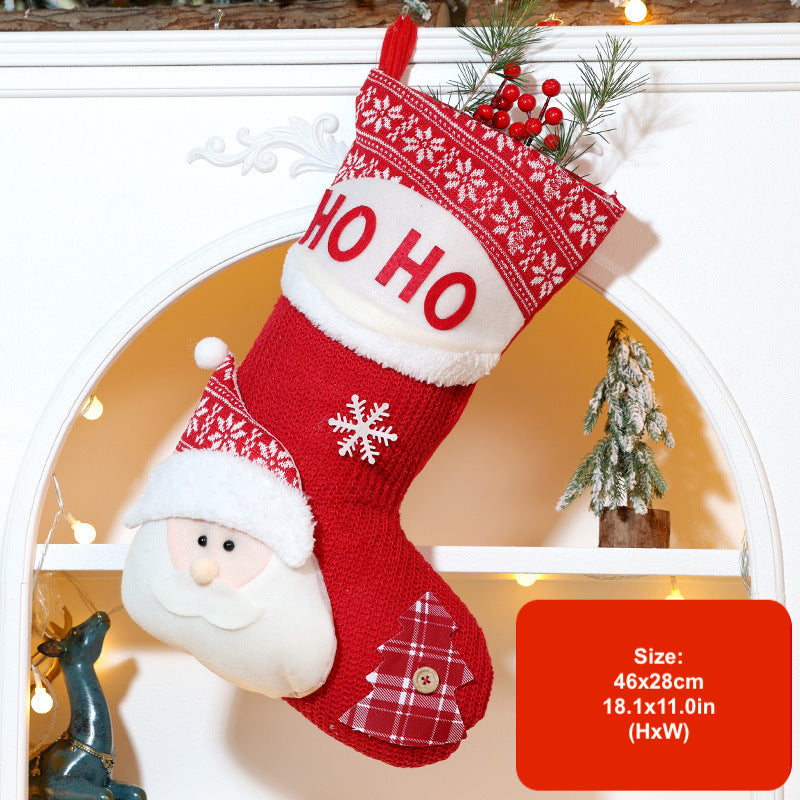 3D Cartoon Christmas Stockings Decorations Santa Snowman Gift Bag Xmas Tree Hanging Ornament Holiday Party Candy Bags