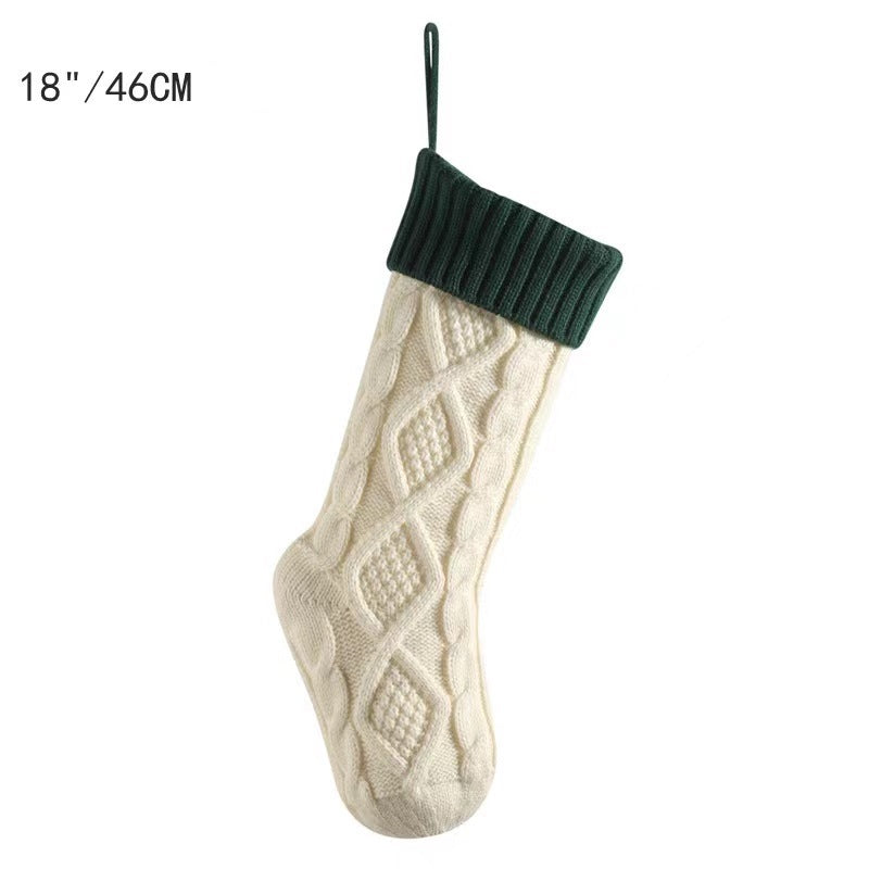 18in Large Christmas Gift Bag Decorations Knitted Two-sided Diamond Christmas Stocking Home Fireplace Xmas Tree Ornaments