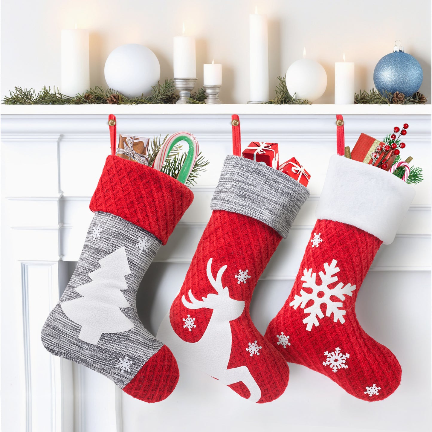 Christmas Decorations Candy Bag Embroider Christmas Stocking Gift Bag Hanging Ornaments