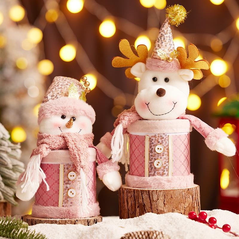 Cute Cartoon Santa Gift Box Christmas Decorations Snowman Candy Jar Ornaments Xmas Kids Gift Table Storage Box
