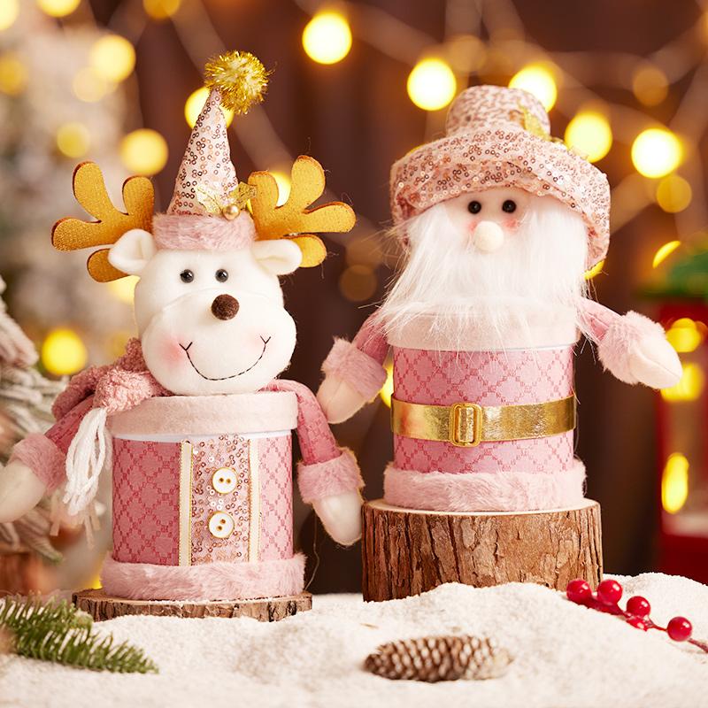 Cute Cartoon Santa Gift Box Christmas Decorations Snowman Candy Jar Ornaments Xmas Kids Gift Table Storage Box