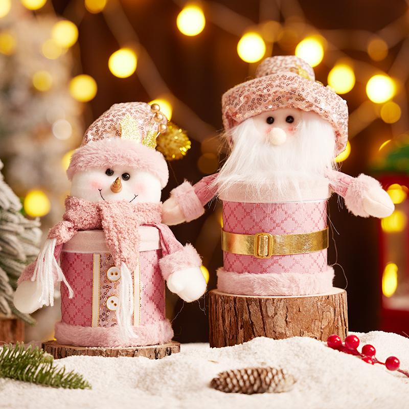 Cute Cartoon Santa Gift Box Christmas Decorations Snowman Candy Jar Ornaments Xmas Kids Gift Table Storage Box
