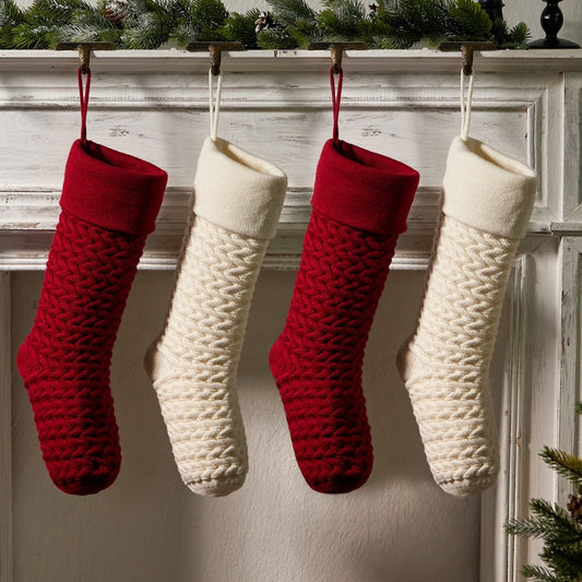 Christmas Hanging Ornament Knitted Stocking Gift Bag Socks Xmas Party Decorations Candy Bag