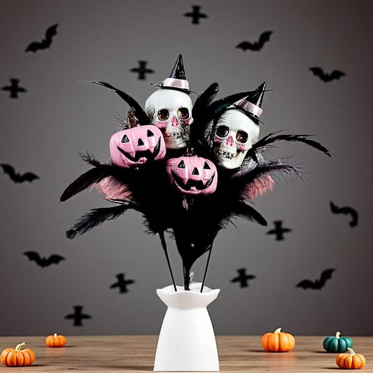 Halloween Decorations Skull Feather Branch DIY Pumpkin Bouquet Holiday Party Ornament Holiday Decor