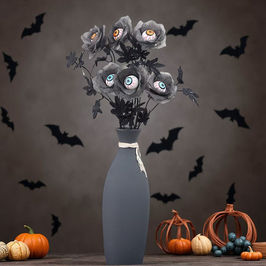 3PCS Maple Leaf Branch Scary Eyeball Halloween Decorations Flower Arrangement DIY Bouquet Home Ornament Holiday Decor