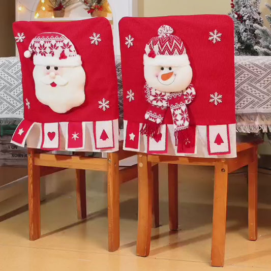 Cartoon Knitted Chair Covers Christmas Decorations Dinning Room Ornaments Holiday Home Decor