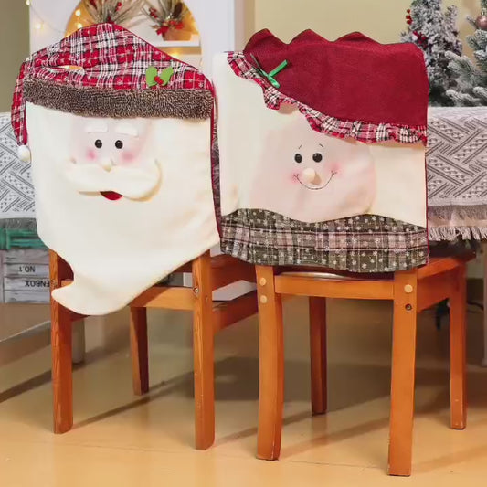 Christmas Chair Covers Decorations Cartoon Santa Dining Ornaments Festive Party Home Decor