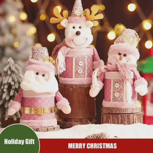 Cute Cartoon Santa Gift Box Christmas Decorations Snowman Candy Jar Ornaments Xmas Kids Gift Table Storage Box