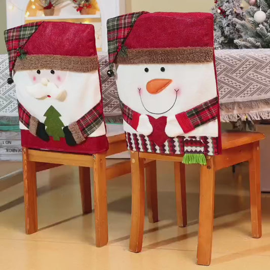 Christmas Chair Covers Decorations Hotel Dinning Room Home Decor Santa Snowman Ornaments