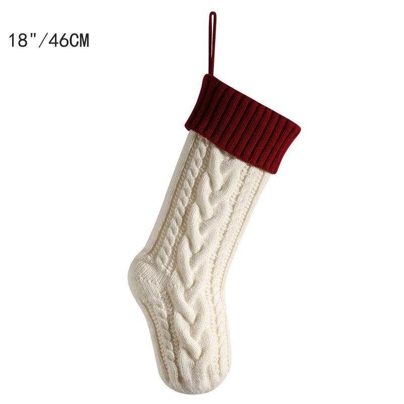 18in Christmas Stocking Decorations Knitted Twist Large Gift Bag Xmas Tree Hanging Ornaments Holiday Home Decor