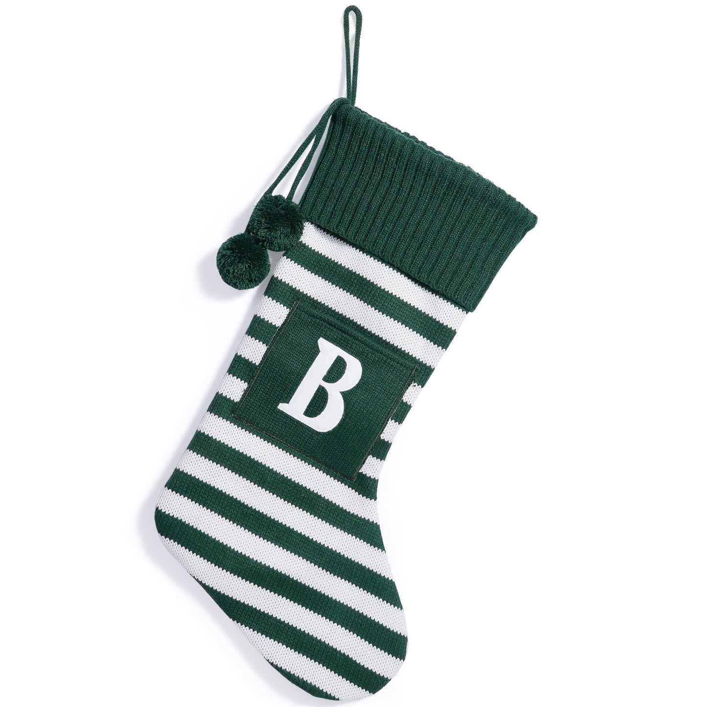 26 Letters Christmas Stockings Knitted Stripe Gift Bag Xmas Decorations Large Candy Bag Hanging Ornaments