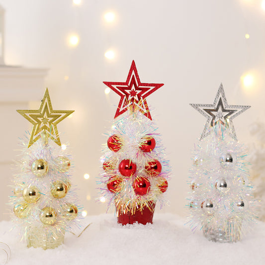 Mini Tinsel Christmas Tree Ornaments Christmas Decorations Hotel Party Tabletop Xmas Tree Home Decor