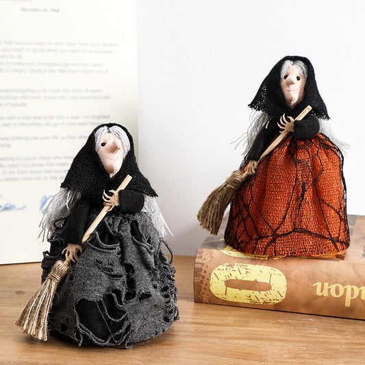 Halloween Witch Broom Ornaments for Home Decor Tree Topper Holiday Party Props Room DecorationsGifts