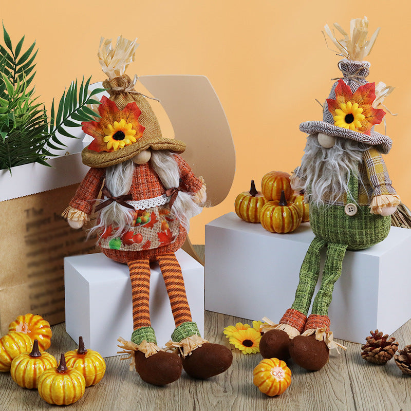 Thanksgiving Decorations Long Legs Gnome Doll Ornaments Harvest Festival Gifts Fall Home Decor Shop Window Decoration