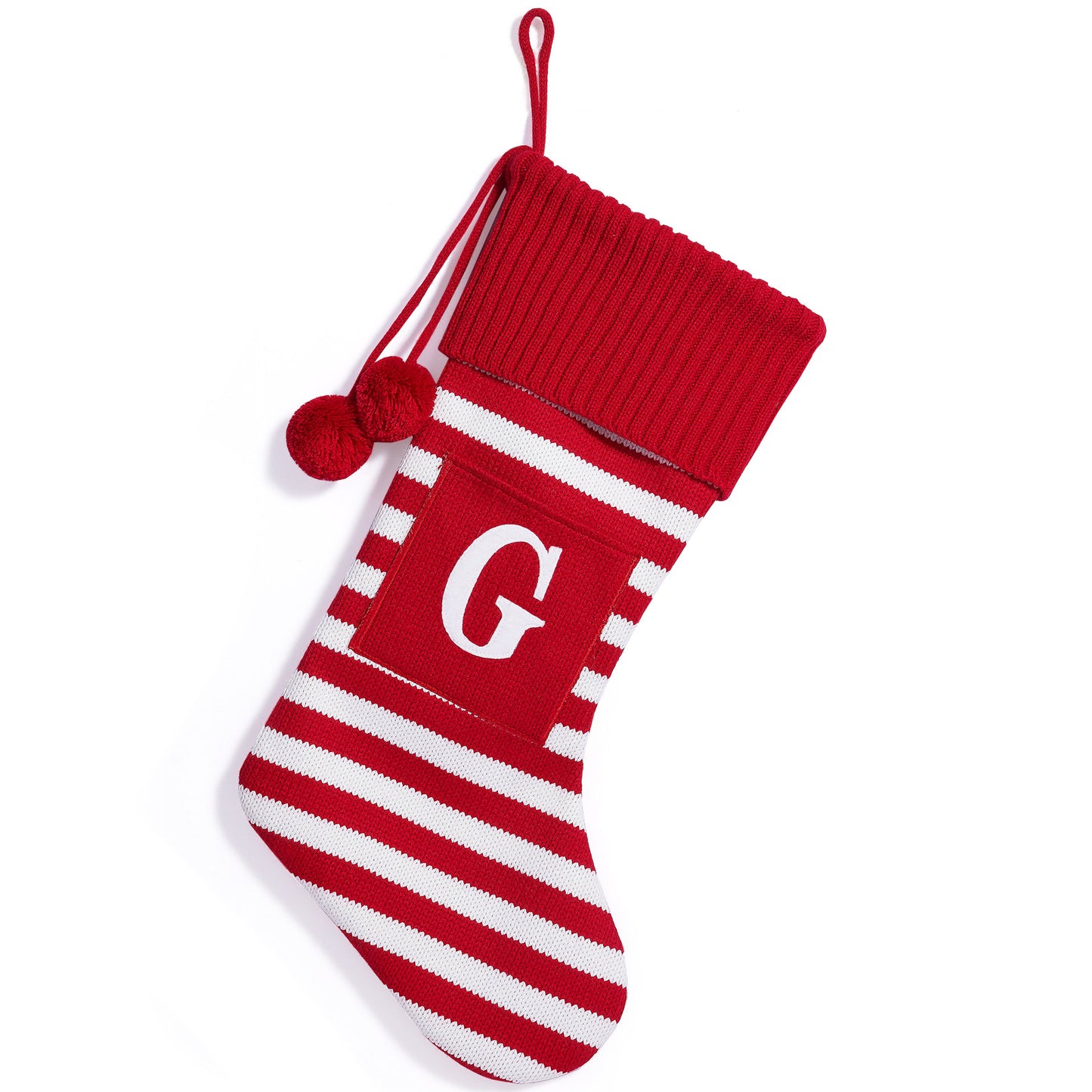 26 Letters Christmas Stockings Knitted Stripe Gift Bag Xmas Decorations Large Candy Bag Hanging Ornaments