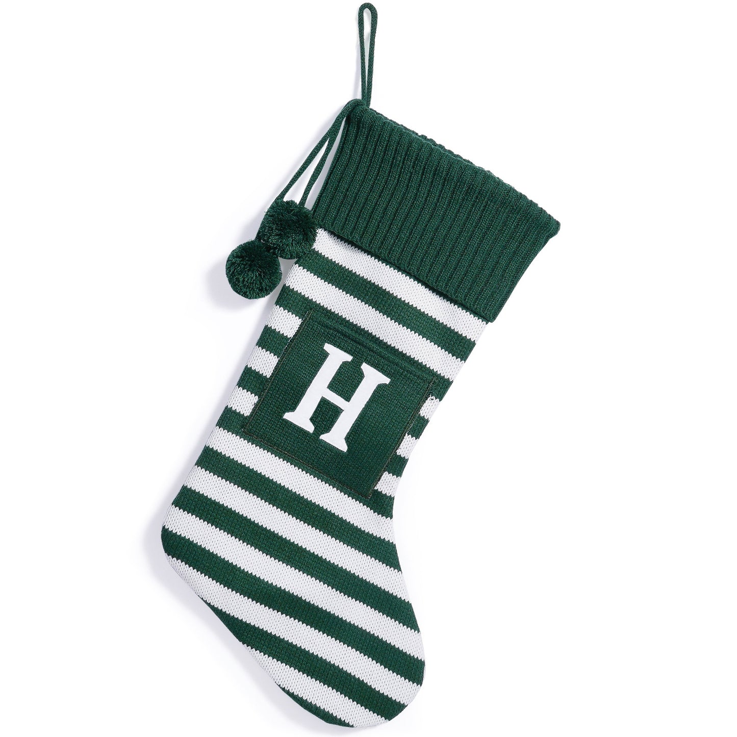 26 Letters Christmas Stockings Knitted Stripe Gift Bag Xmas Decorations Large Candy Bag Hanging Ornaments