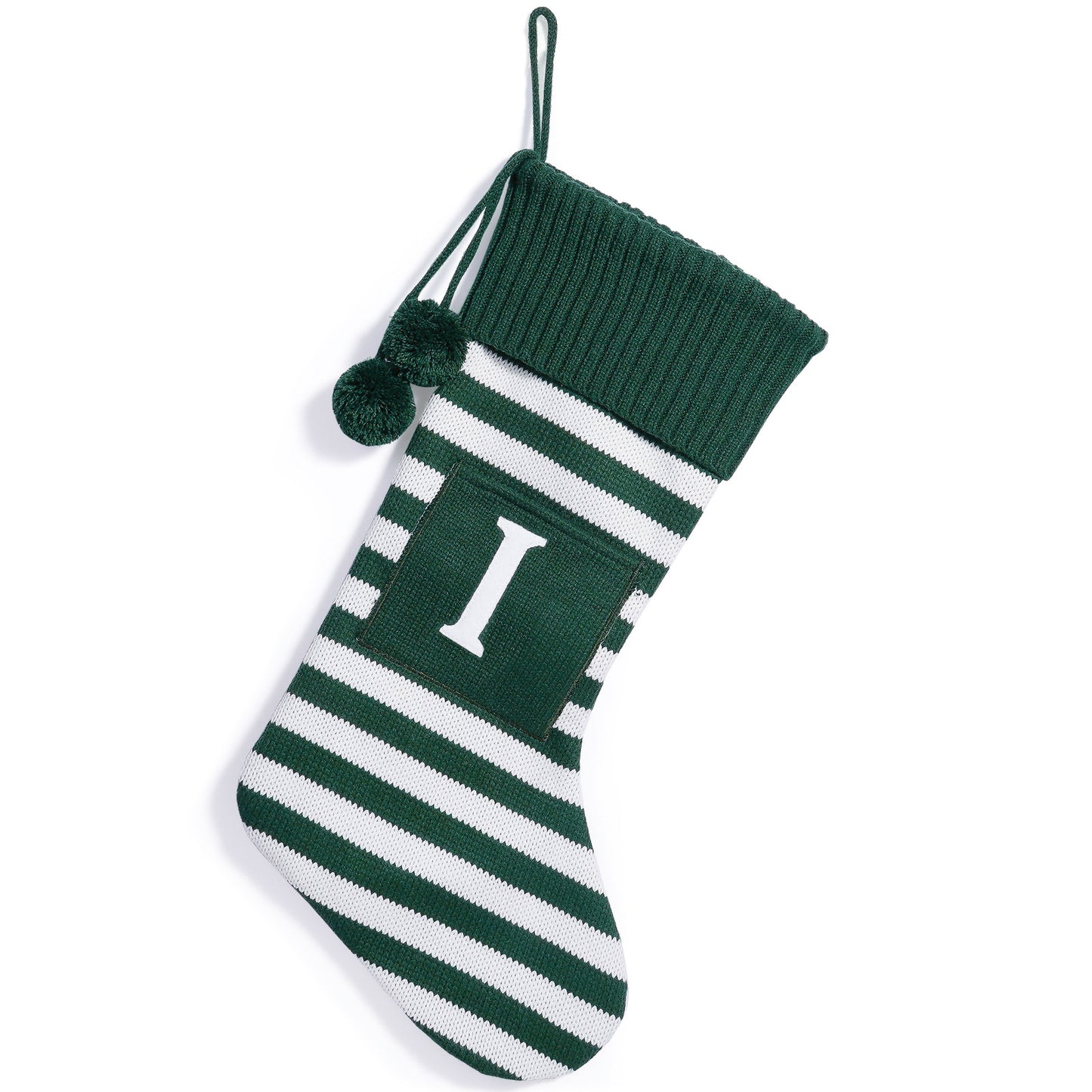 26 Letters Christmas Stockings Knitted Stripe Gift Bag Xmas Decorations Large Candy Bag Hanging Ornaments