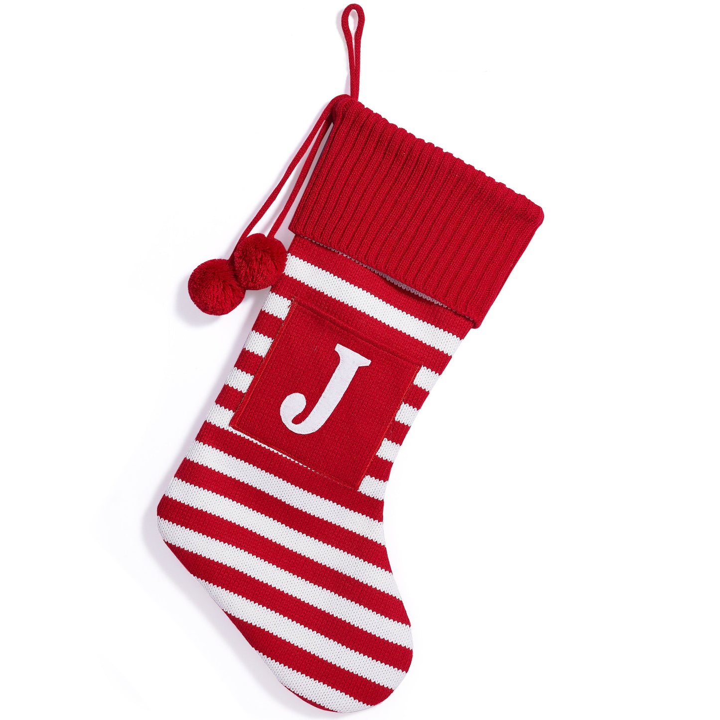 26 Letters Christmas Stockings Knitted Stripe Gift Bag Xmas Decorations Large Candy Bag Hanging Ornaments