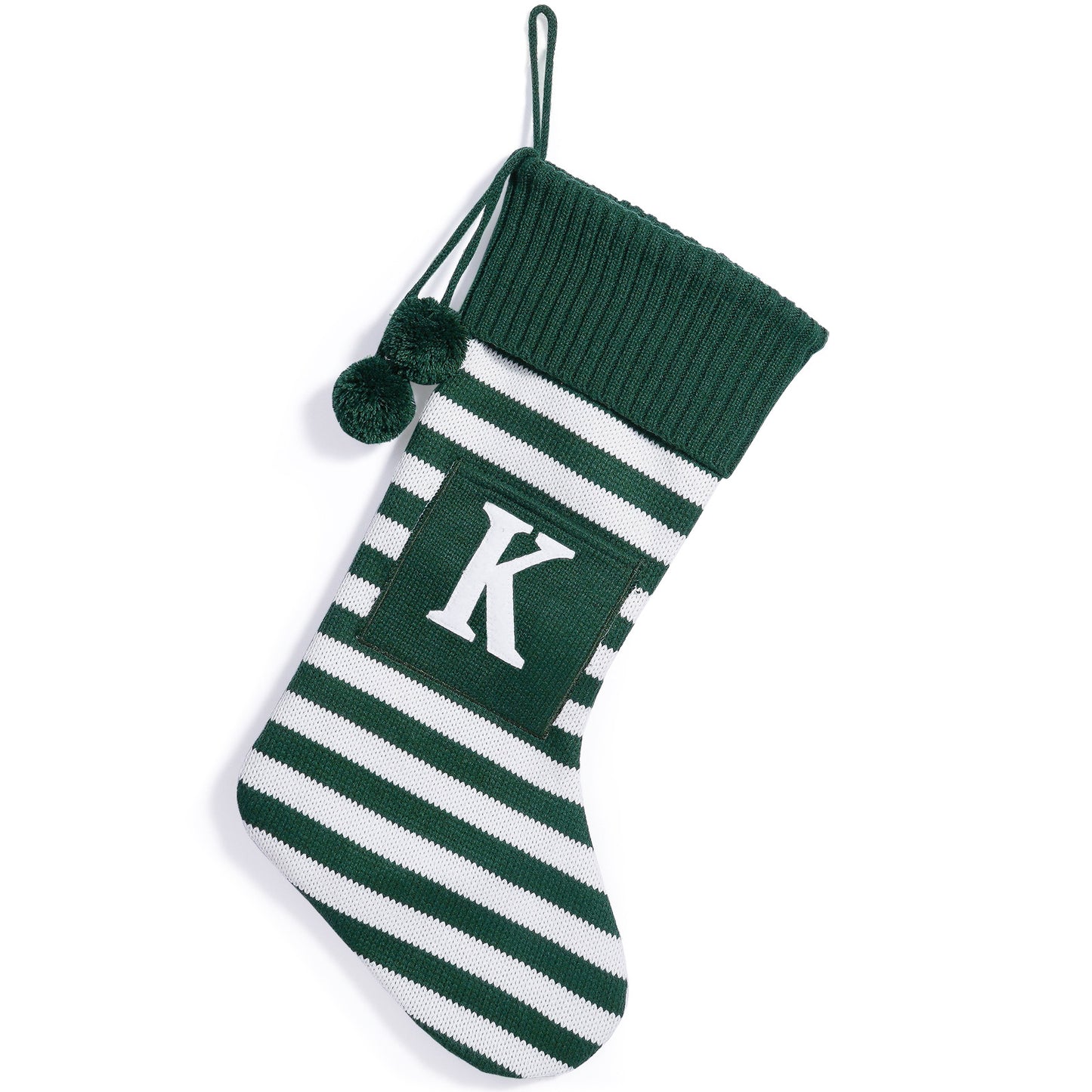 26 Letters Christmas Stockings Knitted Stripe Gift Bag Xmas Decorations Large Candy Bag Hanging Ornaments