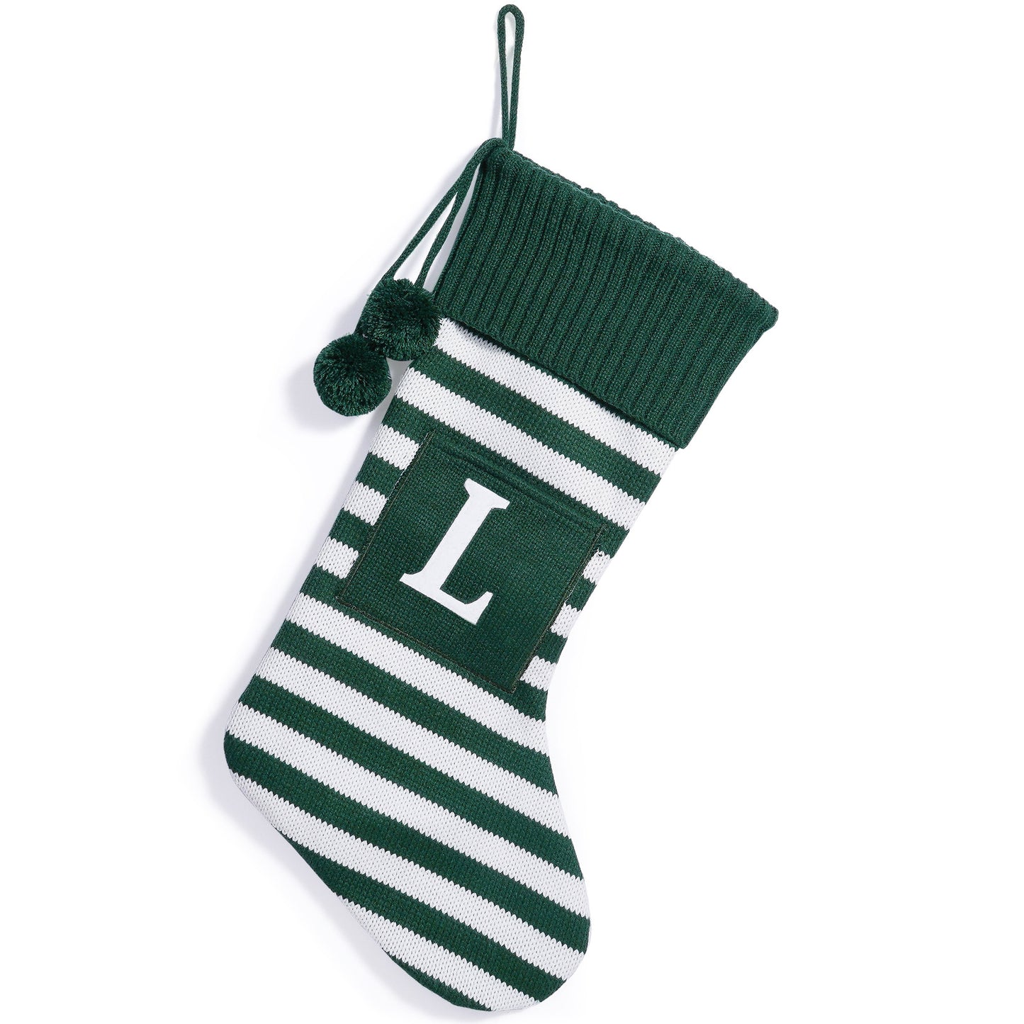 26 Letters Christmas Stockings Knitted Stripe Gift Bag Xmas Decorations Large Candy Bag Hanging Ornaments