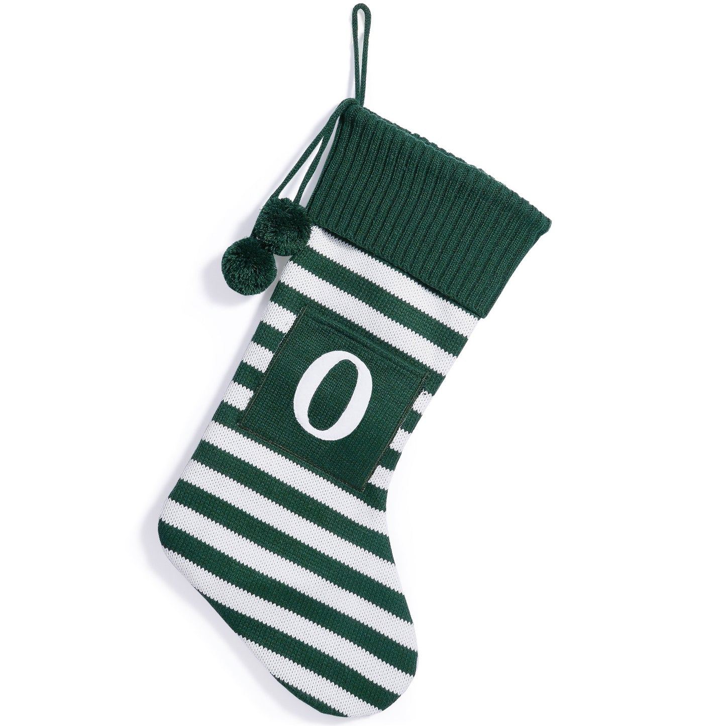26 Letters Christmas Stockings Knitted Stripe Gift Bag Xmas Decorations Large Candy Bag Hanging Ornaments