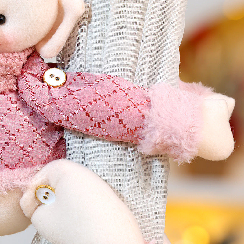 Christmas Pink Curtain Buckle Xmas Elf Doll Curtain Tieback Decorations Home Decor Holiday
