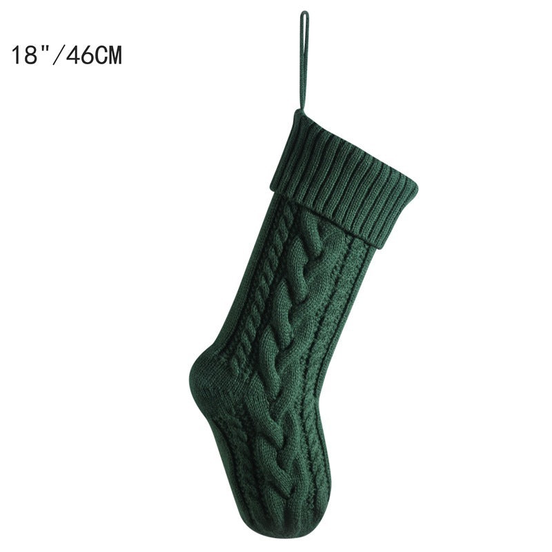 18in Christmas Stocking Decorations Knitted Twist Large Gift Bag Xmas Tree Hanging Ornaments Holiday Home Decor