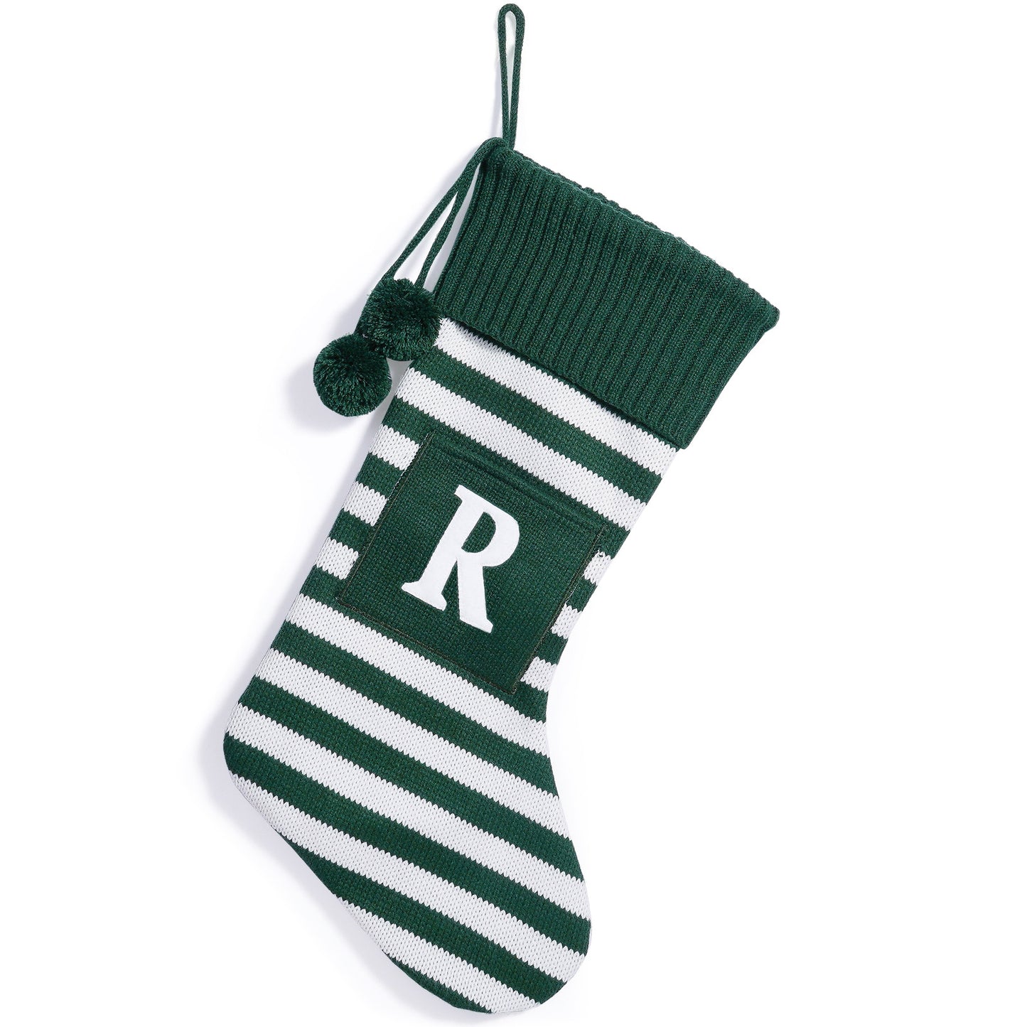 26 Letters Christmas Stockings Knitted Stripe Gift Bag Xmas Decorations Large Candy Bag Hanging Ornaments