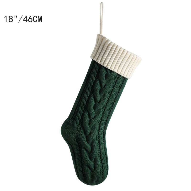 18in Christmas Stocking Decorations Knitted Twist Large Gift Bag Xmas Tree Hanging Ornaments Holiday Home Decor