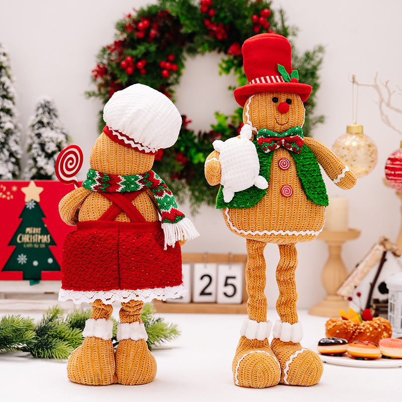 Christmas Decorations Gingerman Chef Telescope Doll Gingerbread Man Ornaments Xmas Gifts Home Decor Shop Window Decoration