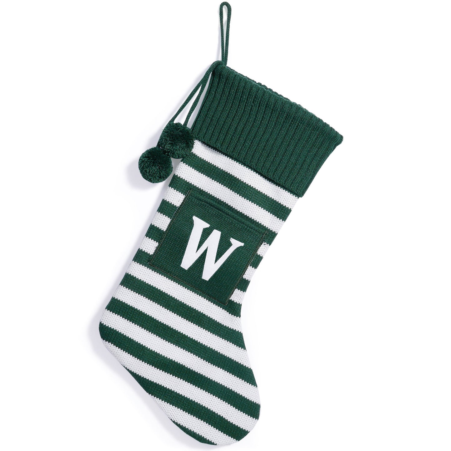 26 Letters Christmas Stockings Knitted Stripe Gift Bag Xmas Decorations Large Candy Bag Hanging Ornaments