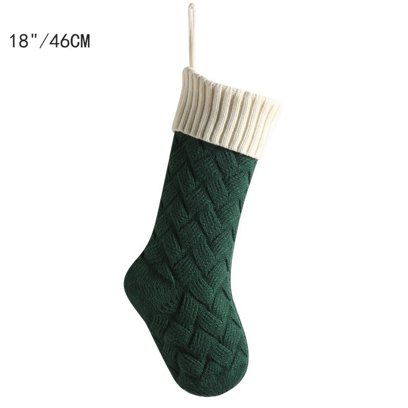 18" Christmas Stocking Decorations Knitted Large Gift Bag Hanging Ornament Candy Bag Holiday Home Decor