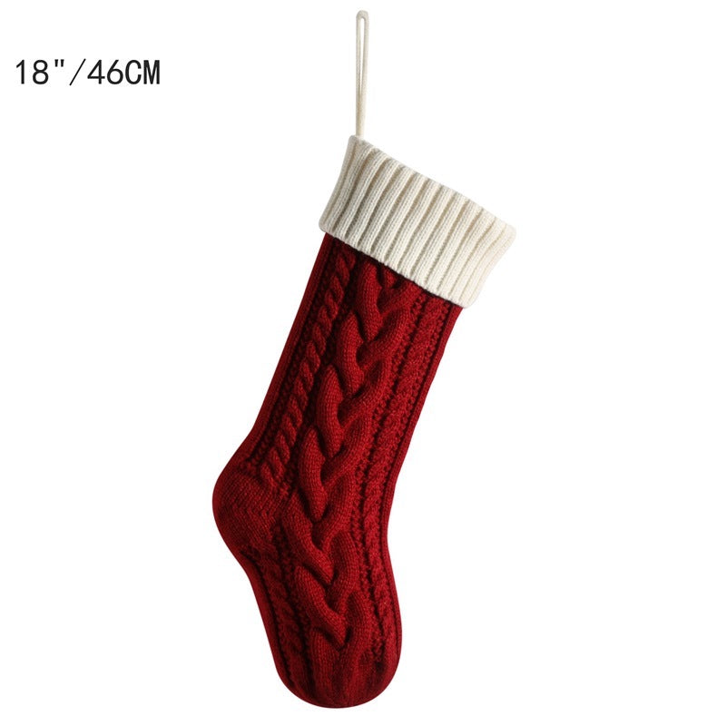 18in Christmas Stocking Decorations Knitted Twist Large Gift Bag Xmas Tree Hanging Ornaments Holiday Home Decor