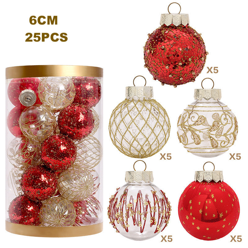 Christmas Ball Decorations 25PCS PET Painted Glitter Baubles for Christmas Tree Hanging Ornaments Party Home Decor.