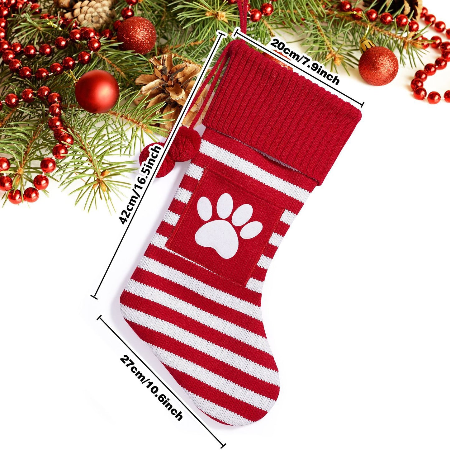 26 Letters Christmas Stockings Knitted Stripe Gift Bag Xmas Decorations Large Candy Bag Hanging Ornaments