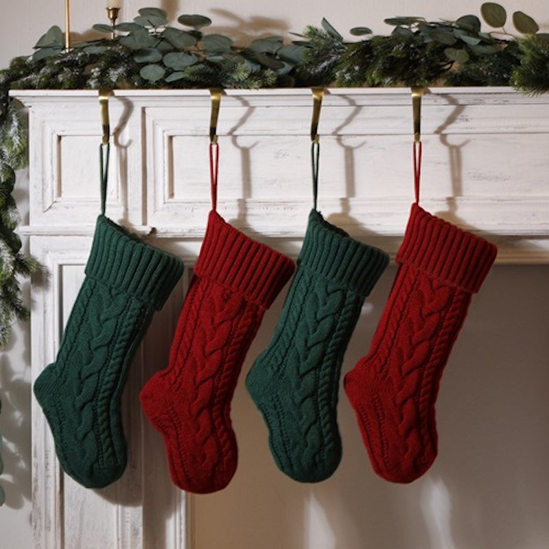 18in Christmas Stocking Decorations Knitted Twist Large Gift Bag Xmas Tree Hanging Ornaments Holiday Home Decor