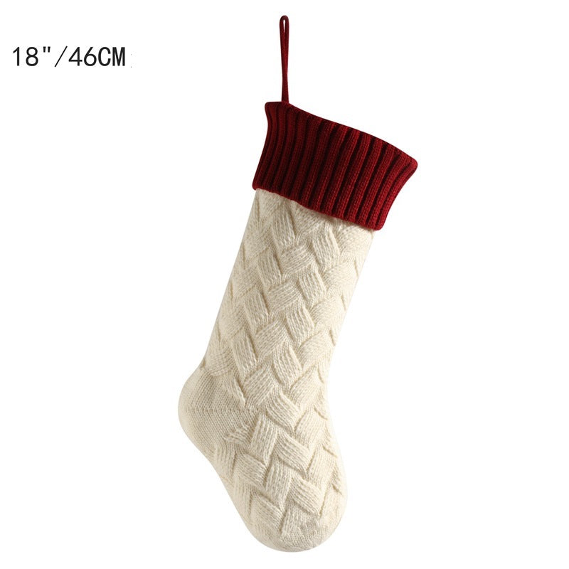 18" Christmas Stocking Decorations Knitted Large Gift Bag Hanging Ornament Candy Bag Holiday Home Decor