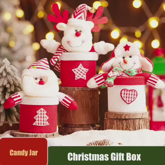 Christmas Gift Box Santa Candy Jar Table Snowman Ornaments Xmas Decorations Kids Gift Home Decor